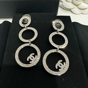 Chanel Earrings 17S MW/Crystal Drop Earrings Silver